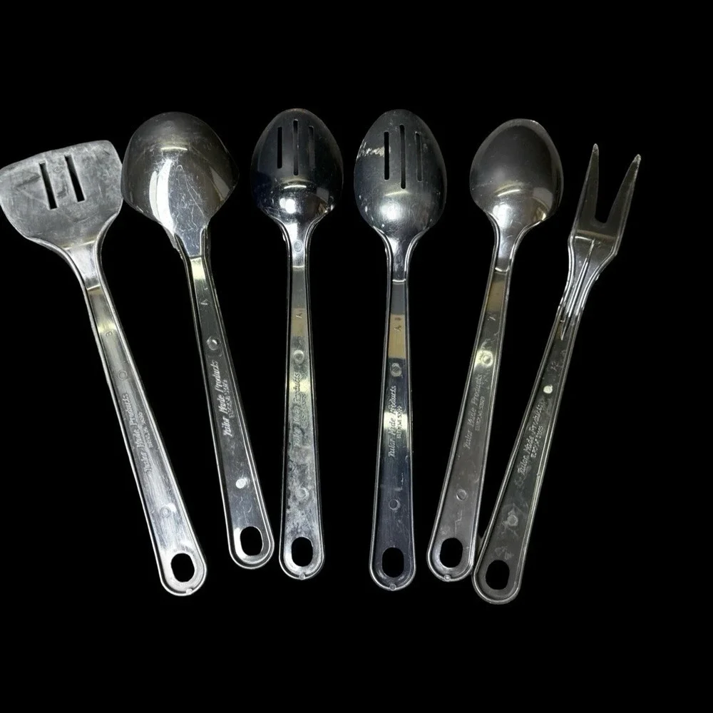 Vintage Tailor Made Black Plastic Kitchen Serving Utensil Set Lot Of 6
